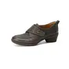 Sapatos de Couro Pequenos Elegantes da Moda Estilo Coreano 4,5cm Boca Profunda Sapatos de Salto Grosso Bico Redondo Cadarço Outono Novo 2026