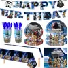 Nuevos Suministros para Fiesta Temática de Star Wars Platos de Papel Desechables, Vasos de Papel, Servilletas de Papel, Manteles y Juegos de Decoración con Banderines
