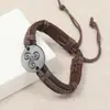 Joia de venda quente transfronteiriça design retrô simples de nicho pulseira de couro de vaca criativa pulseira ajustável de corda de cânhamo trançada