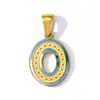 Gota de aceite transfronteriza 26 letras inglesas diy colgante de collar de acero de titanio femenino azul degradado colgante de joyería de acero inoxidable