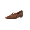 Sapatos Mary Jane de Couro de Vaca de Primeira Camada Sapatos Femininos de Salto Baixo Outono Novo Estilo Couro Genuíno Bico Quadrado Fivela Única Salto Escondido Baixo Corte Sapatos Femininos
