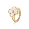 Novo Anel Kaleidoscópio Van Gogh V-Gold Ouro 18K Versão Estreita Ouro Rosa Anel Trevo de Quatro Folhas da Sorte Cravejado com Diamantes Empilhável