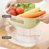Cesta de drenaje de doble capa, una nueva y versátil cesta para lavar verduras para uso doméstico, que incluye un bol de drenaje y una cubeta para lavar y escurrir frutas en la cocina