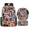 Mochila Transfronteriza Nueva Llorido Nocturno de Navidad Halloween Mochila de Poliéster Mochila de Estudiante Bolso Bandolera Set de Tres Piezas