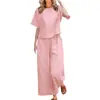 Conjunto de moda casual de dos piezas de manga corta nuevo transfronterizo europeo, americano y del sudeste asiático 2025 ropa de mujer talla grande
