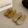 Pantuflas Mula Birkenstock para Mujer 2026 Otoño de Piel Sintética con Dedos Divididos, Hebilla Metálica de Gamuza y Punta Cerrada para Uso Casual al Aire Libre