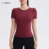 Roupas Fitness Leves para Esportes ao Ar Livre com Sensação de Pele Nu, Manga Curta Cor Sólida Feminina Slim Fit para Yoga, Camiseta Fitness