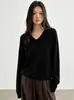 Suéter de Lana Sencillo y Cálido Estilo Francés de Lana 100% para Mujer, Color Sólido Otoño e Invierno, Suéter Básico de Punto Suave y Delicado de Manga Larga