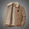 Chaqueta de pana gruesa con forro polar y lana de cordero para hombre, ropa de invierno acolchada de algodón, chaqueta casual holgada con solapa para hombre