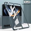 Funda protectora plegable para Samsung Fold4, carcasa rígida de PC transparente de color sólido con borde cruzado y galvanizada para teléfono Samsung Fold4