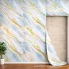 Pegatinas de pared autoadhesivas IXPE transfronterizas, patrón de mármol diagonal azul y blanco, acabado brillante, venta al por mayor de rollos de revestimiento de pared
