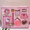 Nuevo Cuaderno de Cuero Sintético Kuromi, Peine, Espejo, Pegatinas, Papelería Divertida, Set de Papelería Estilo Dibujo Animado Lindo