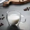 Copo de vidro transparente de camada dupla para uso doméstico, criativo, resistente ao calor, flor, chá, copo isolado de vidro de camada dupla, leite, suco, café