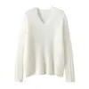 Novedad Otoño e Invierno 2025 Suéter de Punto 100% Cachemir Cuello en V Manga Larga Corte Femenino Cachemir Suave y Ceroso Trenzado