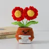 Flor de Tricô de Energia Positiva Transfronteiriça Planta em Vaso Produto Acabado Fio de Lã Flor de Simulação Ornamento de Mesa Boneca de Cartão de Mão