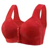 Nuevo Broche Frontal Transfronterizo Talla Grande Ropa Interior para Adultos Mayores con Tirantes Anchos para Mujer Sin Aro de Acero Talla Grande Sujetador tipo Chaleco Estampado