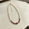 Pulseira de Contas Espaçadoras de Ágata Vermelha com Pequenas Contas Douradas e Contas de Transferência com Pedras de Diamante para Mulheres, Joia Elegante e Luxuosa para Presente de Ano Novo