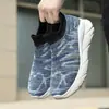 Zapatillas deportivas para correr de suela gruesa, ligeras, para pareja, talla grande, versátiles, estilo calcetín, de malla tejida en fly-knit, moda masculina moderna