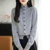 Nuevo Cárdigan de Punto Andy de Terciopelo Otoño/Invierno 2026 Cuello Semi Alto Manga Larga para Mujer Color Sólido Holgado Versátil Abrigo