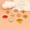 Nuevo Estilo Esmalte Planta Flor Rosa Hortensia Girasol Aleación Colgante Accesorios para Joyería DIY Materiales para Collares