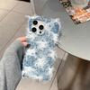 Capa de Celular Plush Floco de Neve Jeans para iPhone 16 Pro Max Apple 15 Outono/Inverno 14 Famosa na Internet Feminina 13 Resistente a Quedas