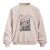 Sudadera con Estampado de Letras y Forro Polar Jaspeado para Hombre Estilo Urbano de Primavera Otoño Hip Hop Desgastado Casual Cuello Redondo Ropa Deportiva