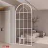 Divisória de vidro francesa sala de estar estilo creme portas e janelas arqueadas retrô hall de entrada tela de aço inoxidável janelas falsas parede de bloqueio