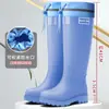 Botas de Lluvia Impermeables con Cordón para Mujer, Ligeras, de Moda, Calzado de Exterior, Botas de Lluvia de Caña Alta con Forro de Felpa, Nuevo Estilo 2025, Botas de Agua, Zapatos de Goma Antideslizantes