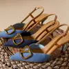 Sapatos de Salto Agulha Elegantes de Ponta Fina de Alta Qualidade Estilo Coreano, Novos Modelos Primavera e Outono, Sandálias de Salto Alto de Jeans Deslumbrantes e Versáteis