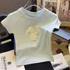 Top de Cor Sólida com Laço de Pérolas Pequenas para Meninas Verão 2026 Nova Moda de Verão Versátil Camiseta Combinando Pai e Filho Tendência