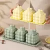 Conjunto de Potes de Cerâmica para Temperos com Base Conjunto de Potes para Temperos Pote de Sal para Cozinha Pote de Óleo Picante Pote para Temperos com Colher