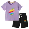 Nuevo conjunto de dos piezas para niños de verano 2023 camiseta de manga corta de algodón coreano ropa infantil de comercio exterior ins