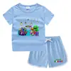 2023 Verão Infantil em torno do pescoço T-shirt hot pants coreano casual assentamento camisa absorvente de suor doces terno de camiseta infantil
