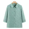 Camisas Finas de Primavera e Verão para Mulheres de Meia-Idade e Idosas, Novo Estilo 2026, Tops de Verão com Gola para Mães, Camisas Estilo Vovó com Meia Manga