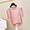 Exportación Italiana Último Pedido Marca de Mujer Corte Etiqueta Retirada Camiseta de Manga Corta con Cuello Redondo para Mujer