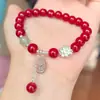 Novo Bracelete Vermelho Imitando Cinábrio com a Palavra "Fu" e Estilo Antigo Novo Estilo Chinês Bracelete de Borboleta Imitando Prata para o Ano de Nascimento e Joias de Ano Novo