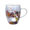 Nueva taza de vidrio aislante de doble capa flor real alto valor de color taza creativa de flor seca de doble uso para frío y caliente taza de café al por mayor
