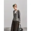 Suéter de punto holgado de bloques de color liso, nuevo diseño de otoño para mujer, suéter de punto ajustado 25753
