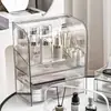 Caixa de Armazenamento de Cosméticos para Mesa, Organizador de Produtos de Skincare Doméstico, Suporte de Armazenamento, Caixa Acrílica à Prova de Poeira para Toucador