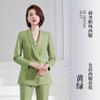 Traje de oficina de gerente comercial de alta gama para mujer, chaqueta ajustada, informal, formal, elegante, con cuello de fruta verde