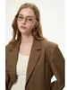 Blazer de mujer color café, holgado, para primavera y otoño, con pespuntes hechos a mano en los hombros, diseño único