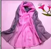 Lenço Coreano de Cor Gradual para Recém-formados Moda Versátil Tendência Lenço Personalizado Jovem Lenço de Chiffon Estampado