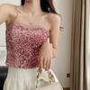 Sexy Camisola Brillante de Lentejuelas con Cuello Halter, Nuevo Estilo Francés Verano 2023 Dulce y Picante Top Corto Ajustado