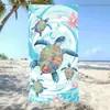 Toalla de Playa de Fibra Ultra Fina Transfronteriza con Tortuga y Estrella de Mar de Dibujos Animados, Estilo Océano Azul, Toalla de Baño de Secado Rápido y Absorbente para la Costa