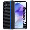 Para Samsung GalaxyA55 Capa de Celular Couro Fibra de Carbono Kevlar A54 Capa Protetora Resistente a Quedas