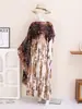 Chal Estampado de Estilo Étnico de Venta Caliente con Protección Solar para Mujer Ropa Exterior Larga Holgada Cubre Traje de Playa Capa Bufanda de Seda de Doble Cara