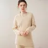 Nuevo Suéter de Cachemira para Otoño e Invierno para Mujer, Cuello en V, Estilo Holgado Perezoso, Tejido de Punto, Suéter Pulóver de Longitud Media, Falda con Capa Base