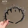 Exquisita Diadema Antideslizante de Flor de Cristal Tridimensional Nueva Versátil Diadema de Atmósfera para Mujeres Herramienta de Fijación de Flequillo de Gama Alta