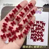 Edição de Ano Novo Angorá Vermelho Flocado Vinho Vermelho Laço de Pelúcia Gravata Borboleta Coração Vermelho Acessórios para Nail Art Atacado
