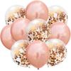 Globo de látex transparente de 12 pulgadas con confeti de papel rosa dorado, decoración para fiesta de cumpleaños